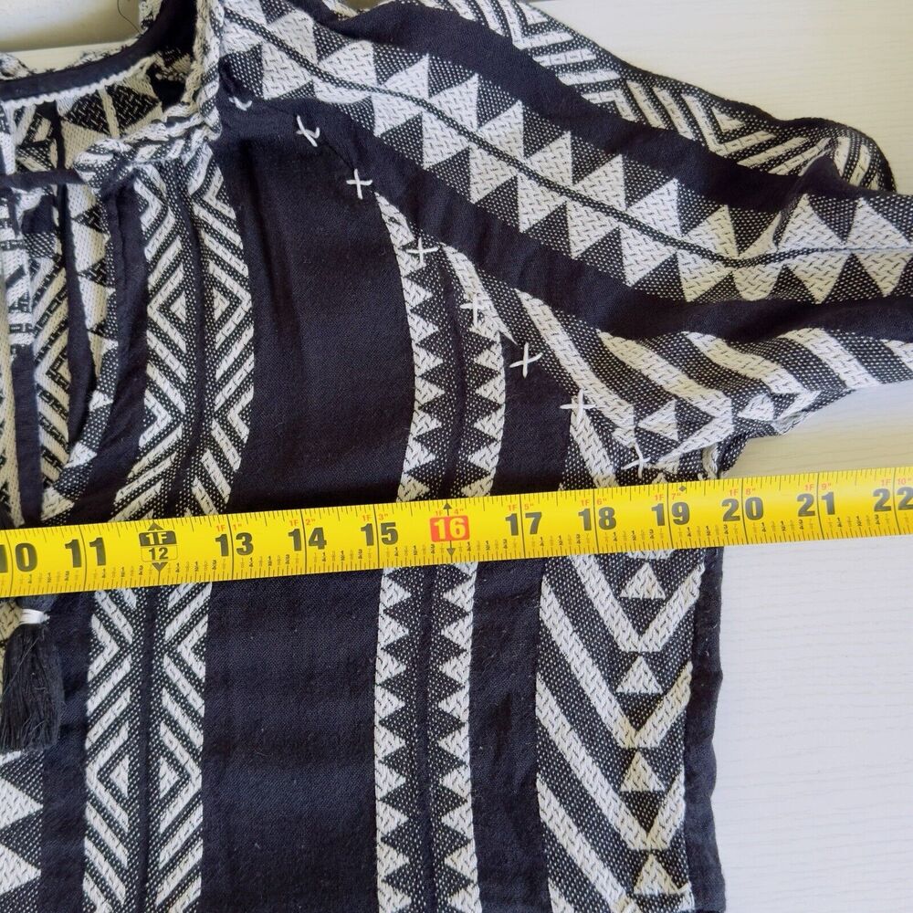 Maeve by Anthropology Dress Sz XSP Black White Geometric Print Tassels Bohemian - Picture 12 of 16